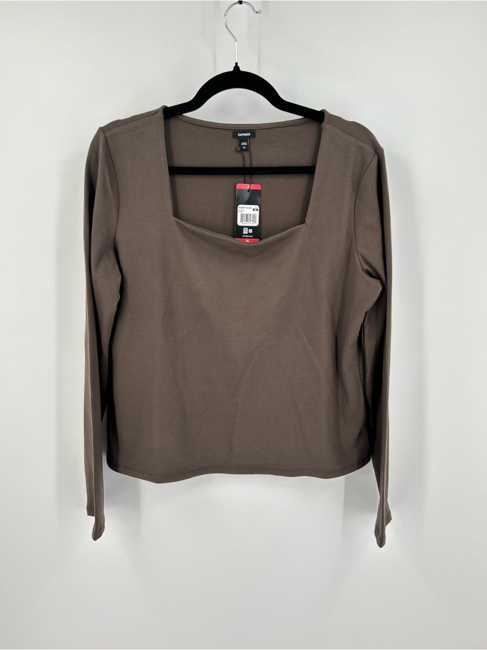 NWT Express Square Neck Long Sleeve Top Brown XL